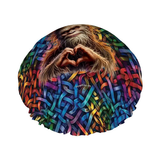 Bigfoot / Sasquatch Heart Hands, Reusable Shower Cap