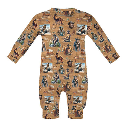 16 Sasquatch Designs, Long Sleeve Baby / Toddler Romper, Faux Cotton