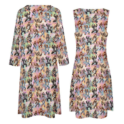 10 Bigfoot Designs, Women’s Long Dress with Cardigan