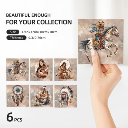 Native American, Square Ceramic Coasters 6 pcs