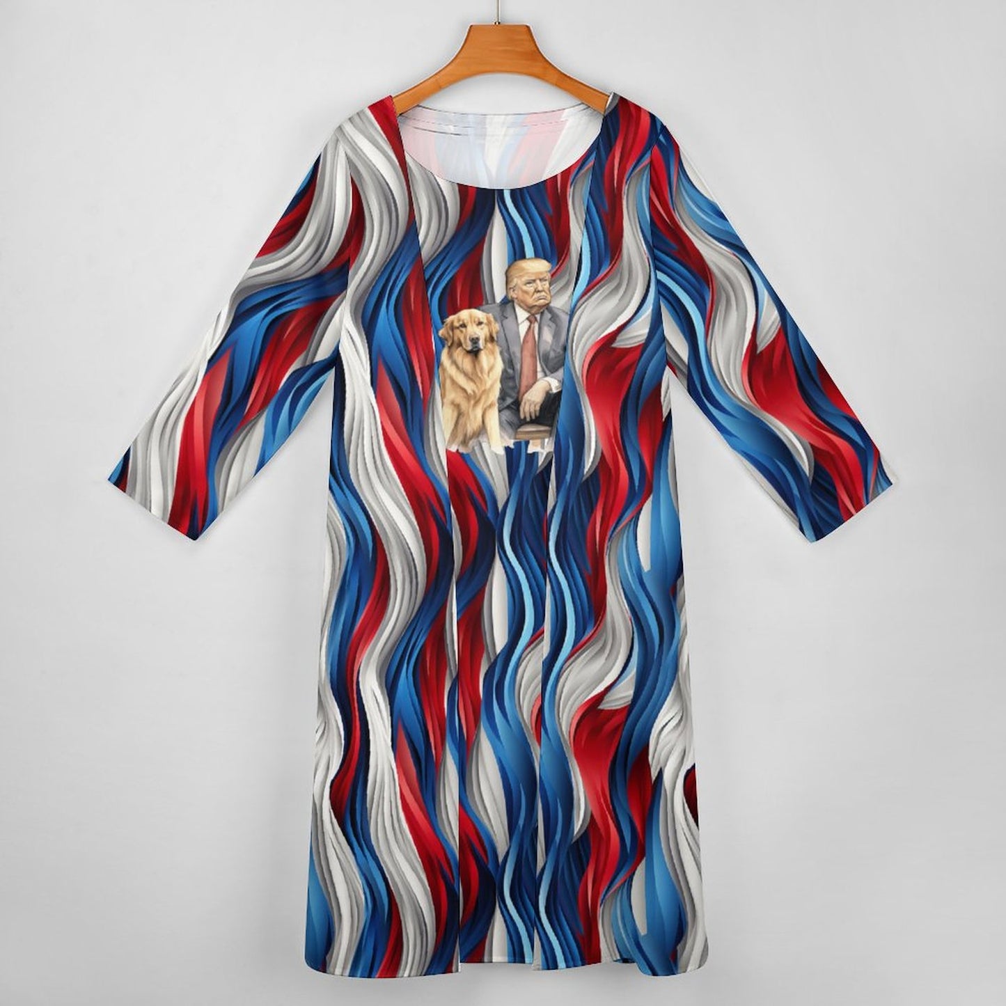 Donald Trump w Dog, Women’s Long Dress with Cardigan