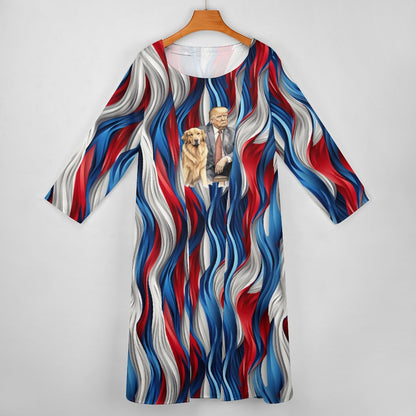 Donald Trump w Dog, Women’s Long Dress with Cardigan