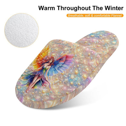 Fairy on Digital Glitter, Flannel Children's Cotton Slippers