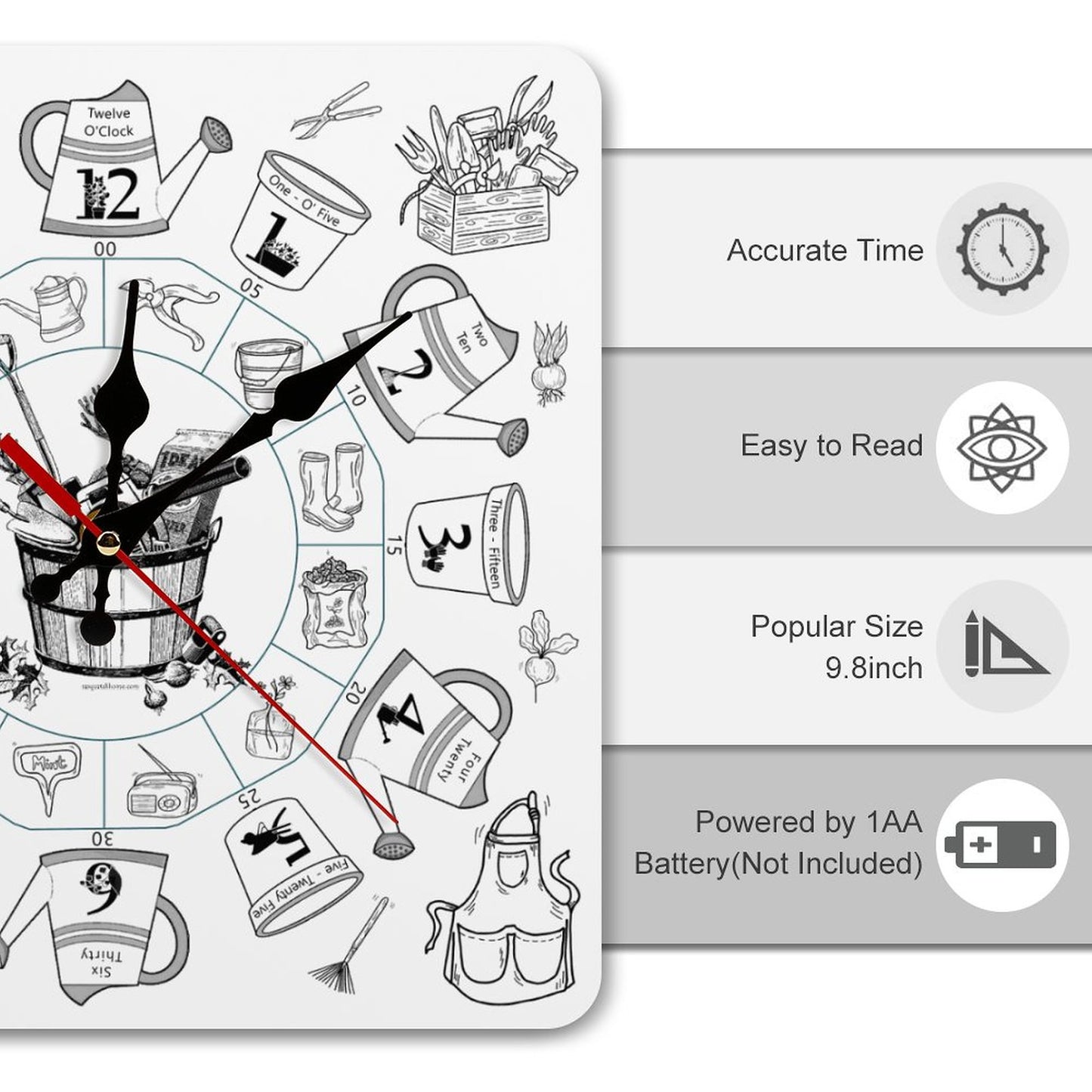 Gardening Square Wall Clock