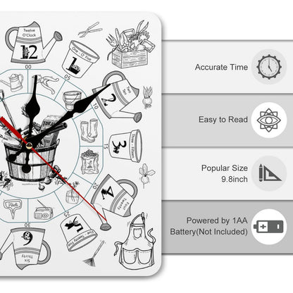 Gardening Square Wall Clock