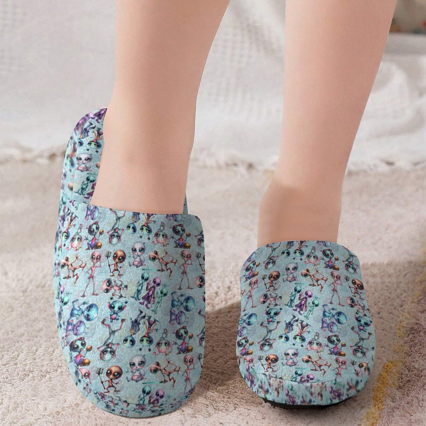 6 Alien Designs Flannel Children's Cotton Slippers