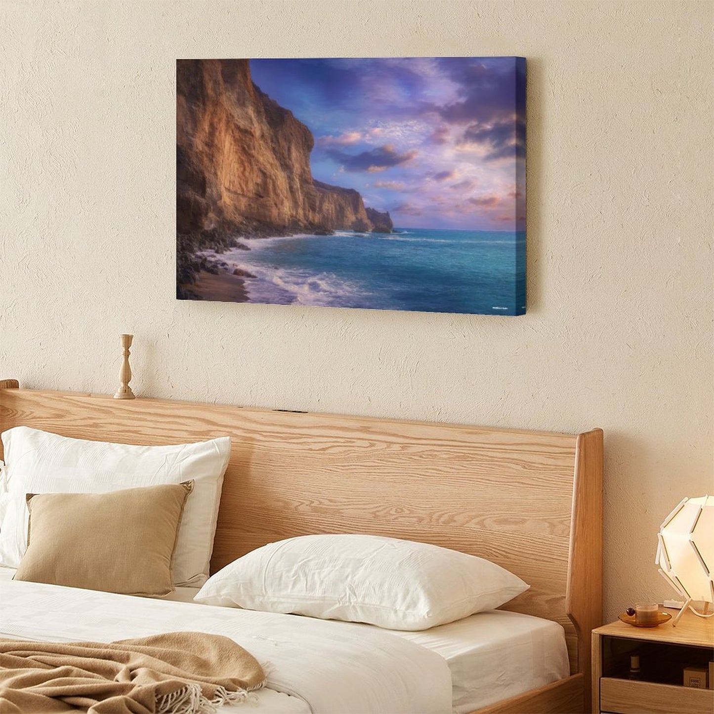 Cliff Purple Skies, Vintage Framed Canvas Art - 2 Sizes – Made in the USA