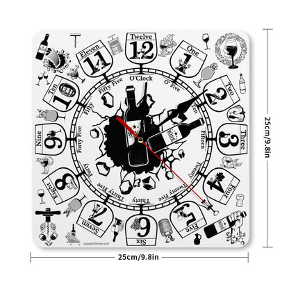 Wine Lovers Square Wall Clock