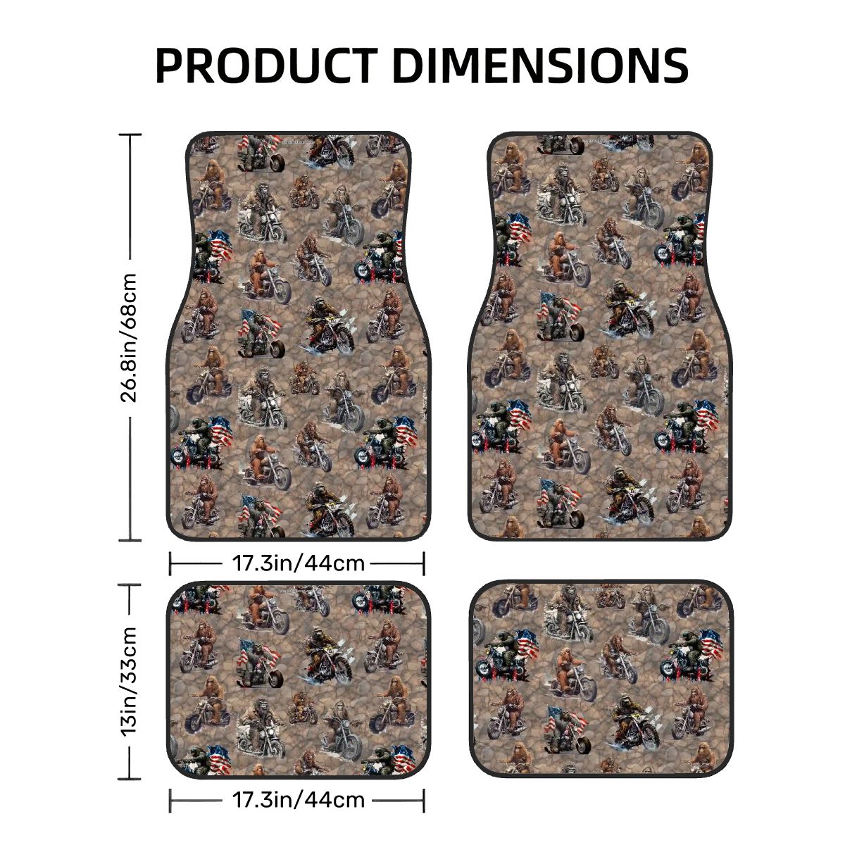 20 Sasquatch / Bigfoot Designs, 4 Piece Auto Floor Mats