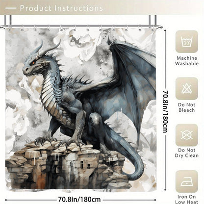 Earth Dragon, Waterproof Polyester Shower Curtain – Made in the USA – 70.8x70.8”