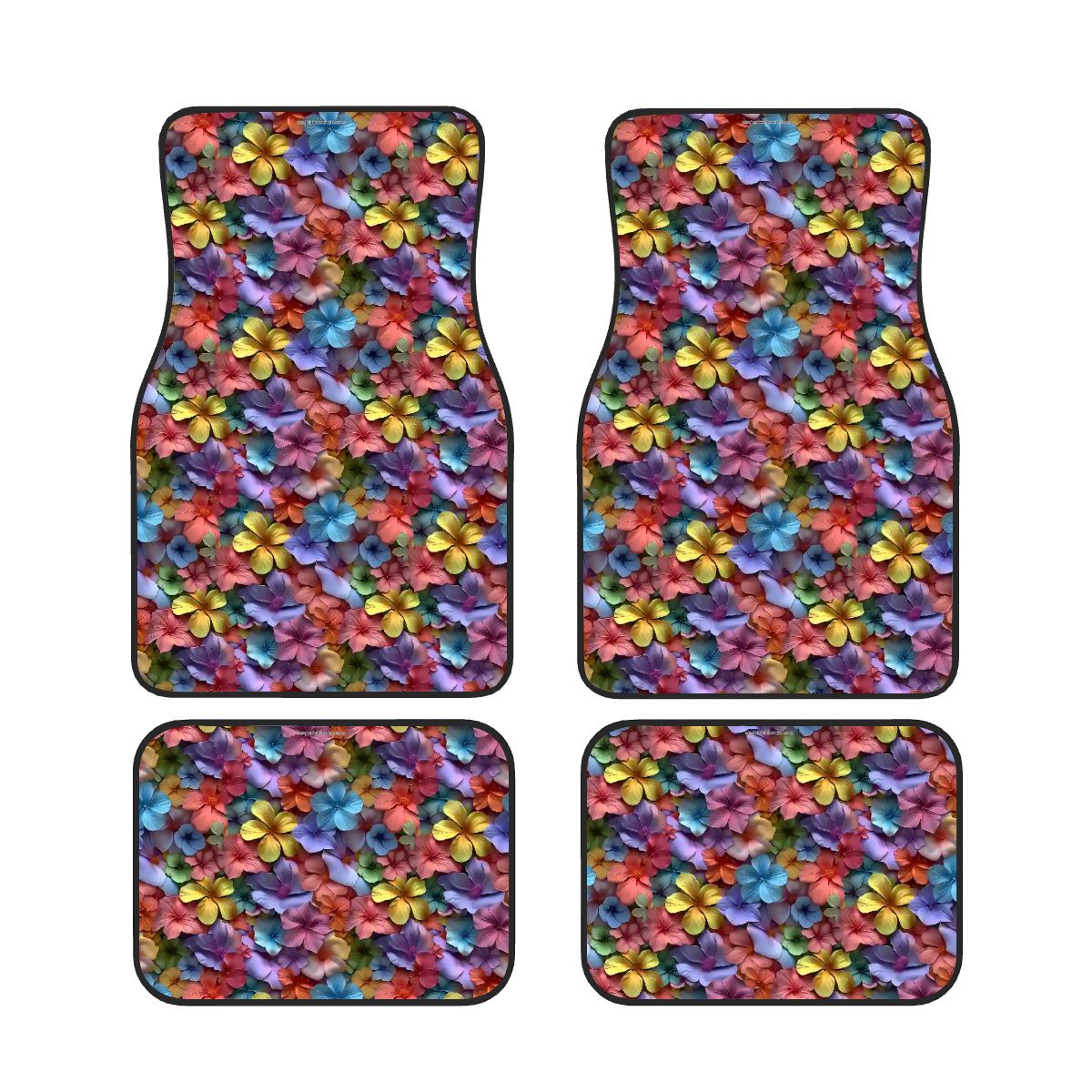 10 Beautiful Flower Designs, 4 Piece Auto Floor Mats