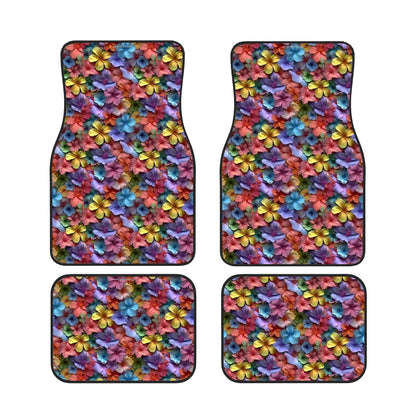 10 Beautiful Flower Designs, 4 Piece Auto Floor Mats