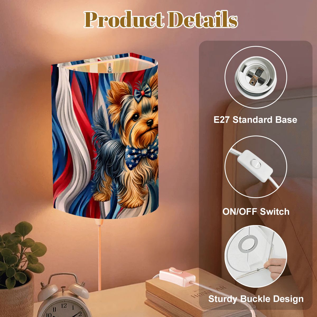 Patriotic Puppy, Wall Sconces, Set of 2, Plug In