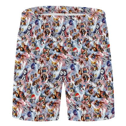 8 Patriotic Designs, Men’s Polyester, pocketed, pajama Shorts