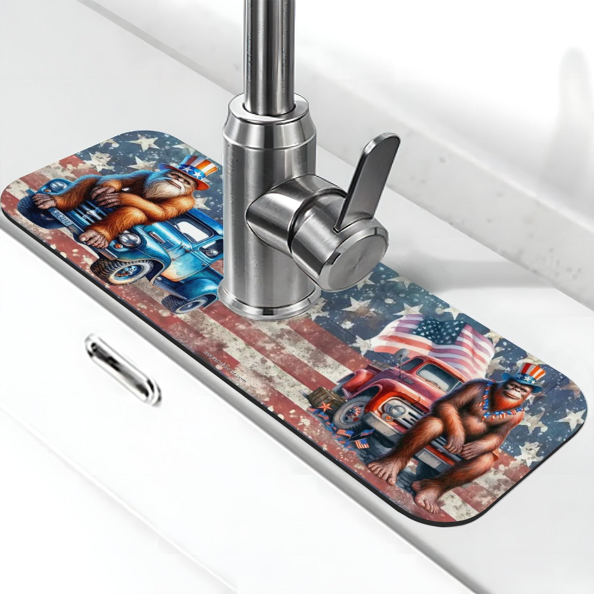 Patriotic Bigfoot / Sasquatch, Faucet Mat