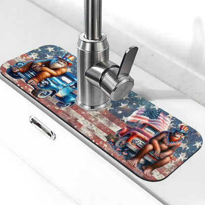 Patriotic Bigfoot / Sasquatch, Faucet Mat