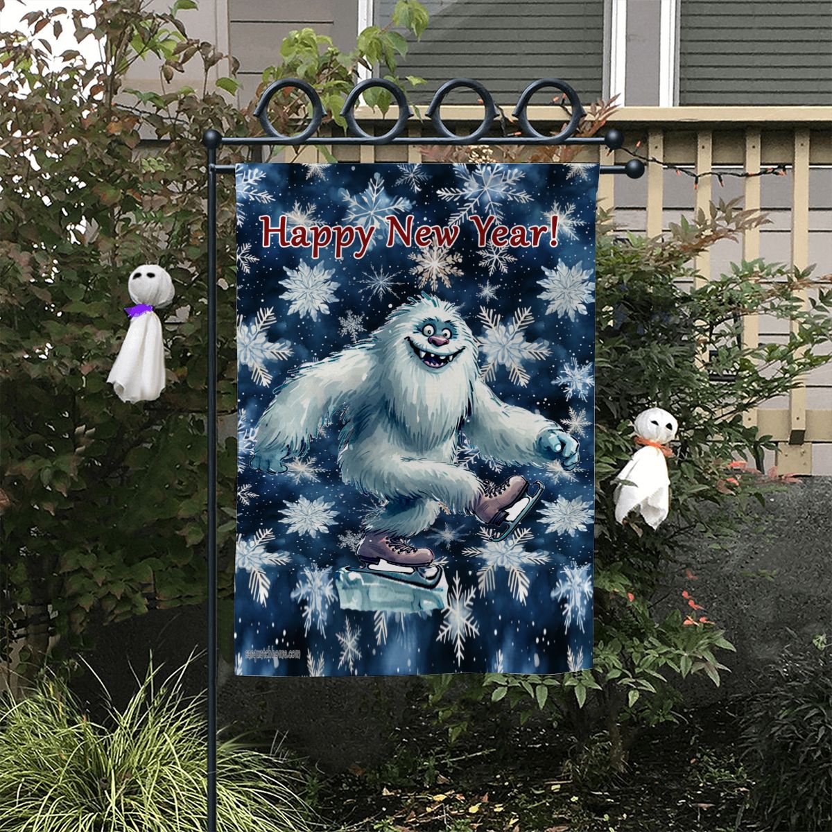 Yeti "Merry Christmas..", Garden Flag 12"x18" (Made in USA)