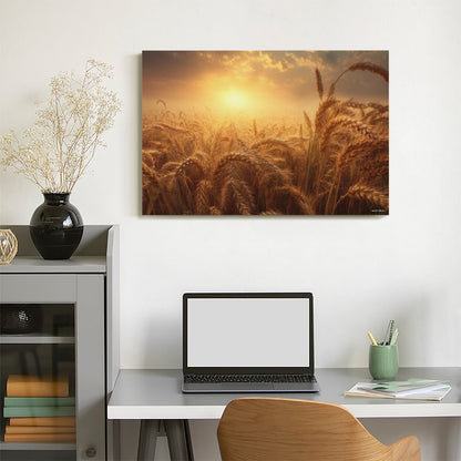 Wheat Sunset, Vintage Framed Canvas Art - 2 Sizes – Made in the USA