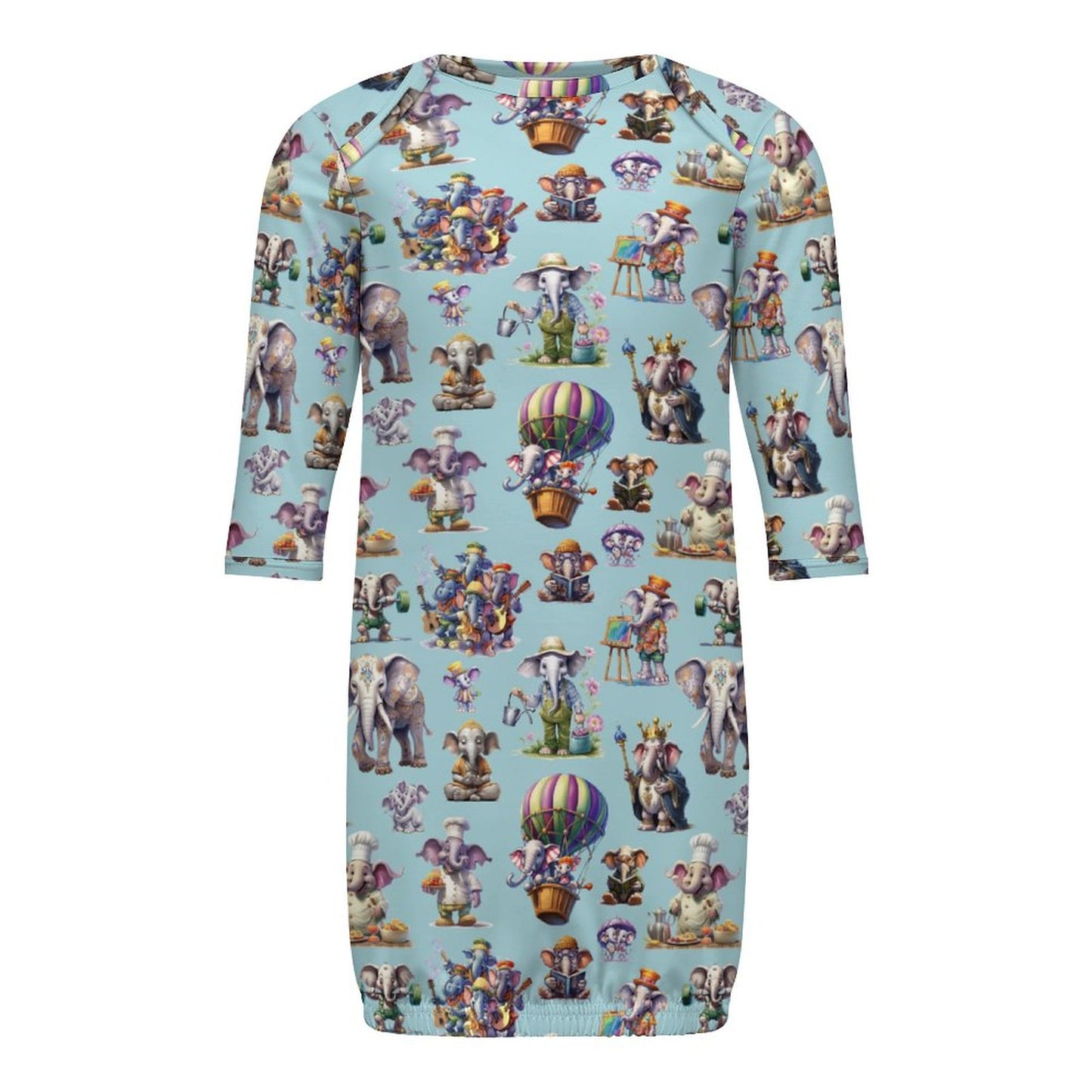 16 Misc Designs, Baby Long Sleeve Faux Cotton Sleeper Gown