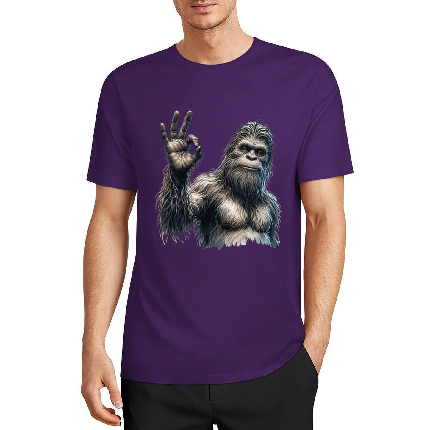 Bigfoot - Sasquatch "Ok" Short Sleeve Cotton T-Shirt