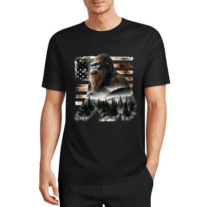 Bigfoot - Sasquatch Scenery Short Sleeve Cotton T-Shirt