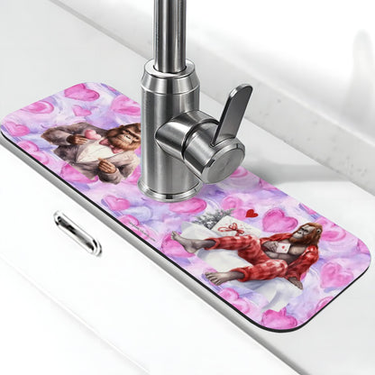 Bigfoot / Sasquatch Valentine, Love, Faucet Mat