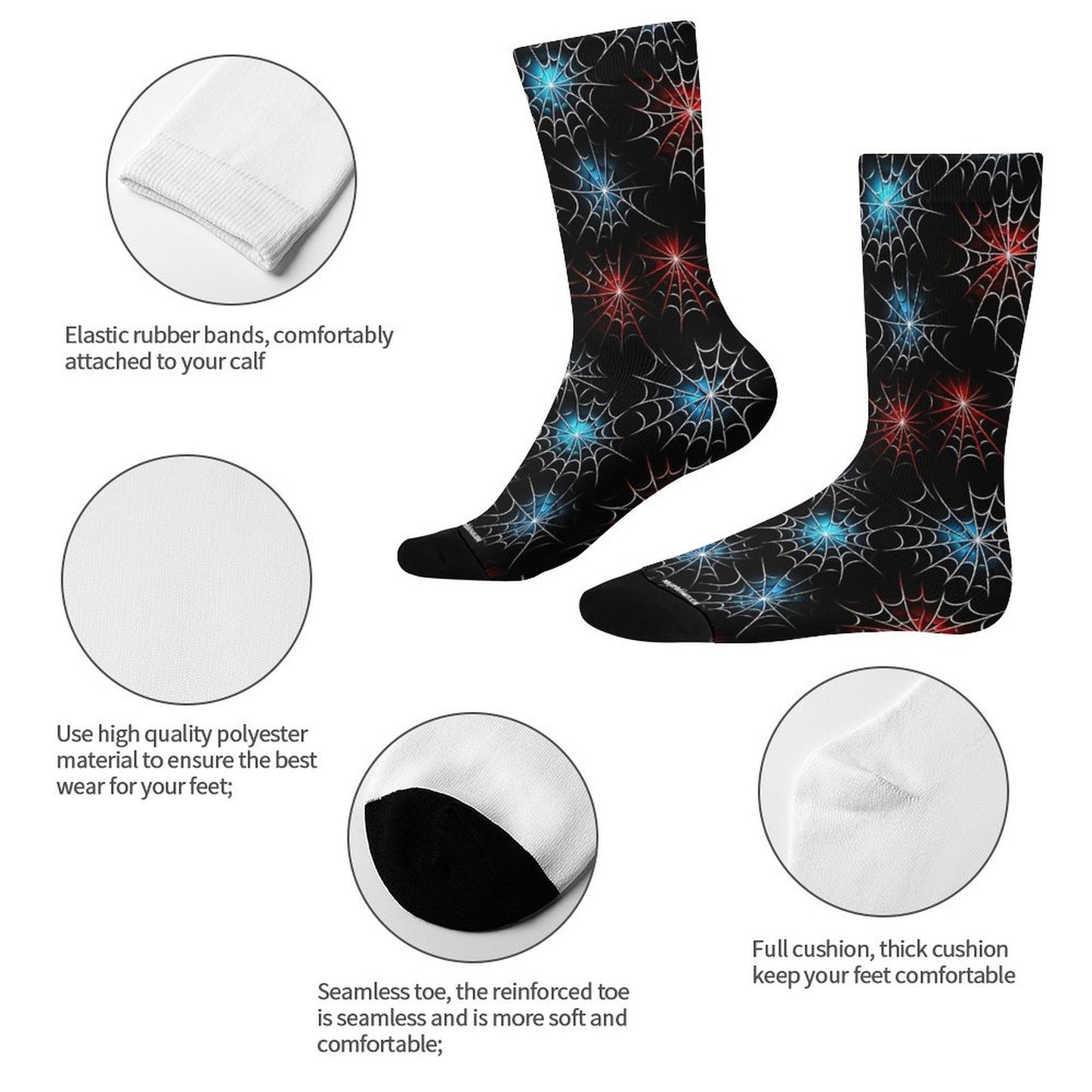 Colorful Spider Webs, Children’s Polyester Socks