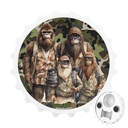 Bigfoot / Sasquatch Family, 3” Magnetic Can Opener / Coaster / Fridge Decor