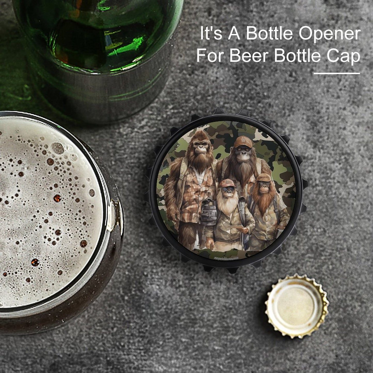 Bigfoot / Sasquatch Family, 3” Magnetic Can Opener / Coaster / Fridge Decor