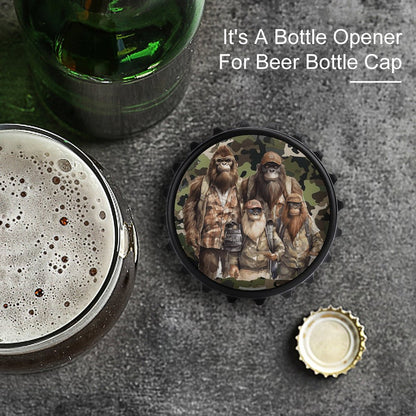 Bigfoot / Sasquatch Family, 3” Magnetic Can Opener / Coaster / Fridge Decor