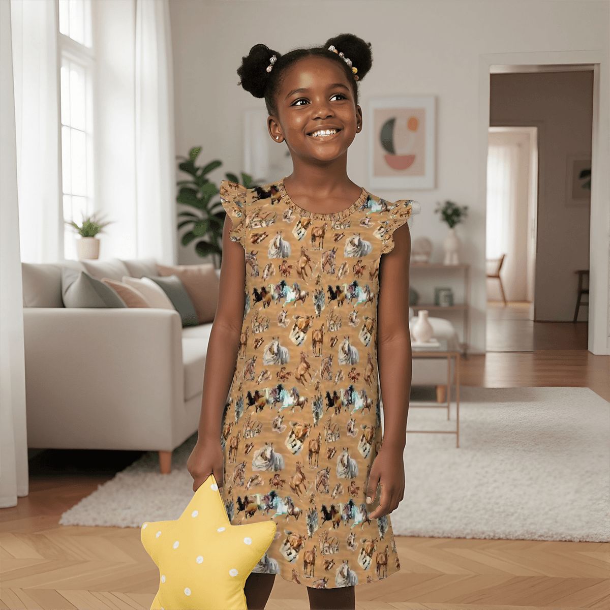 10 Animal Designs, Girl's Flutter Sleeve Nightgown