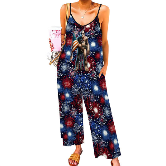 Patriotic Bigfoot / Sasquatch, Casual Jumpsuits for Women