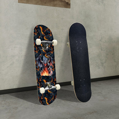 Fire Drago on Lava, High Density 7 Layer Skateboard, Made In USA