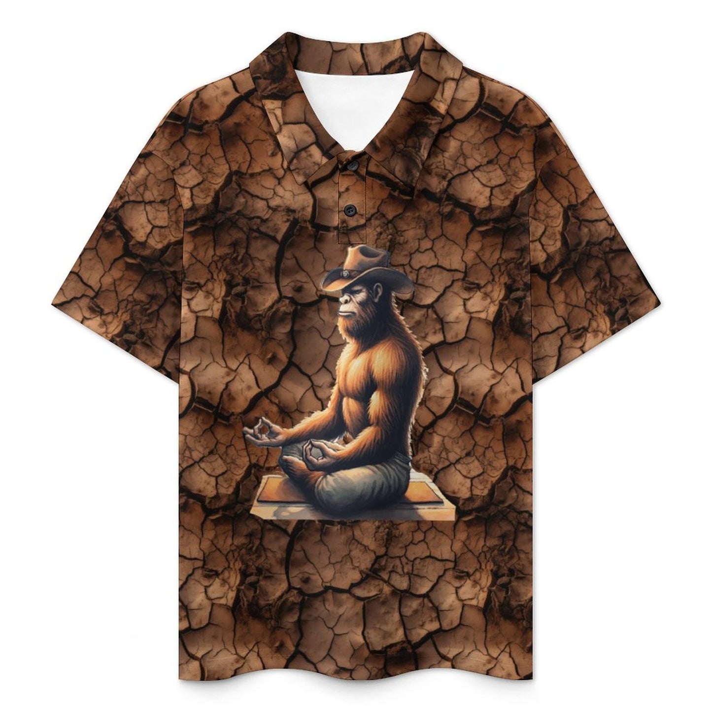 Yoga Cowboy Bigfoot / Sasquatch, Kids Button Down Polo Shirt