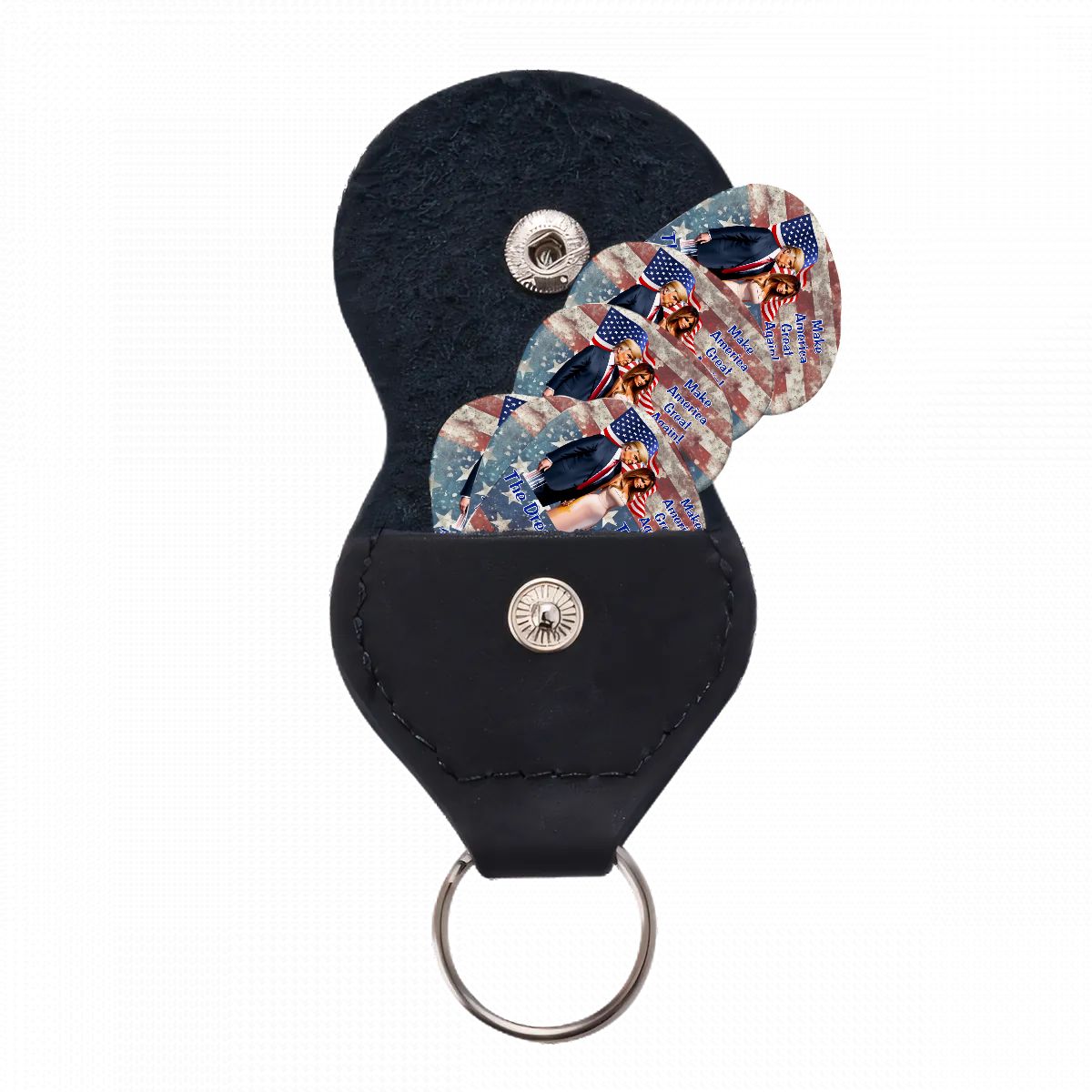 6 Guitar Picks with Keychain Snap Case- Sasquatch Bigfoot – 3 Thicknesses