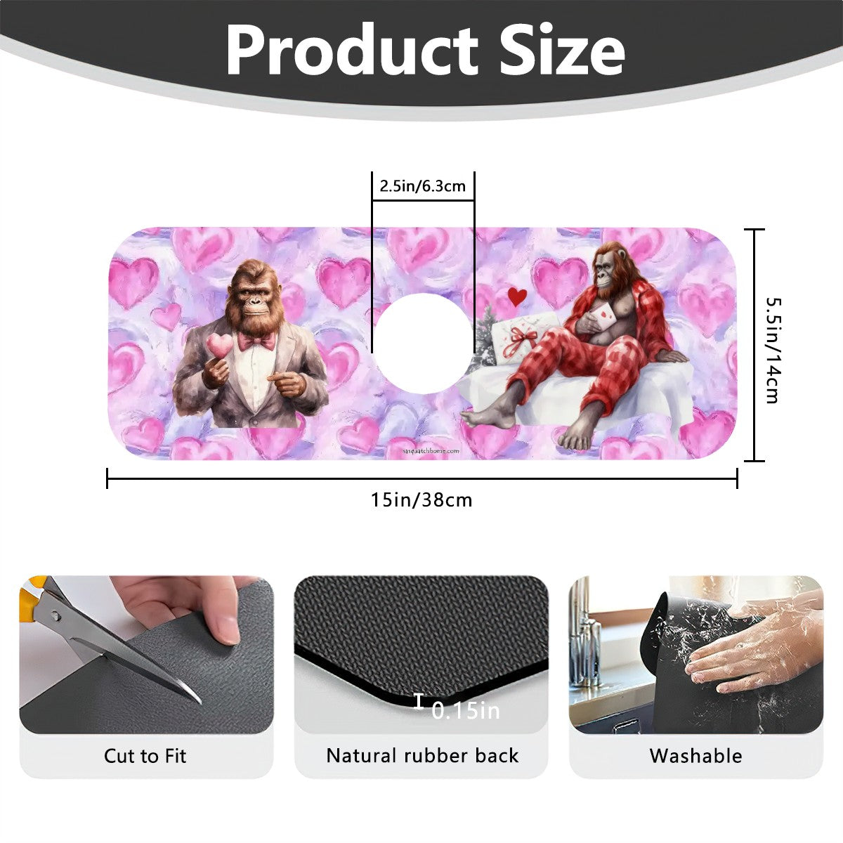 Bigfoot / Sasquatch Valentine, Love, Faucet Mat