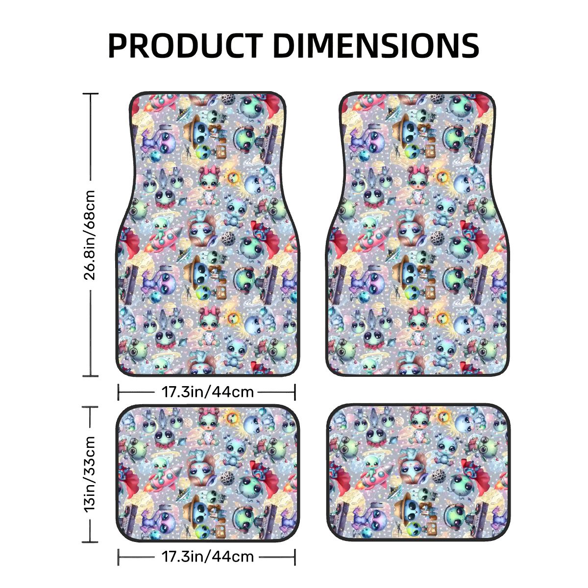 6 Alien Designs, 4 Piece Auto Floor Mats