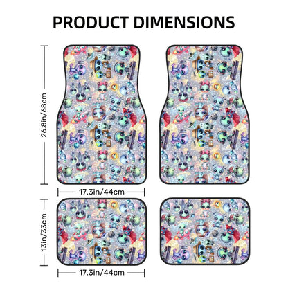 6 Alien Designs, 4 Piece Auto Floor Mats
