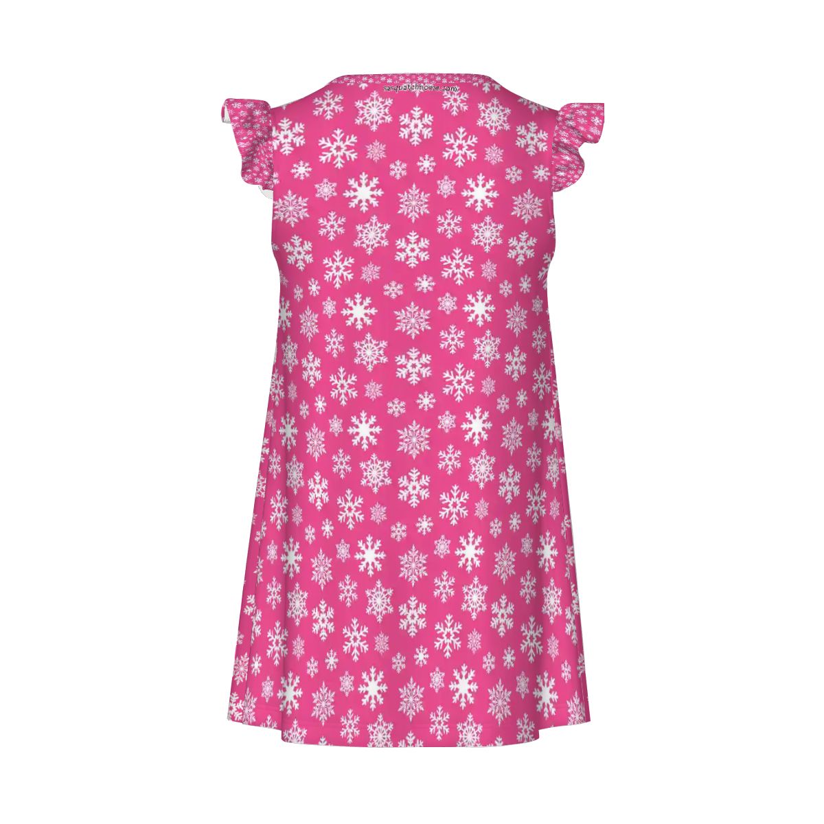 Yeti on Pink Snowflakes, Girl's Flutter Sleeve Nightgown