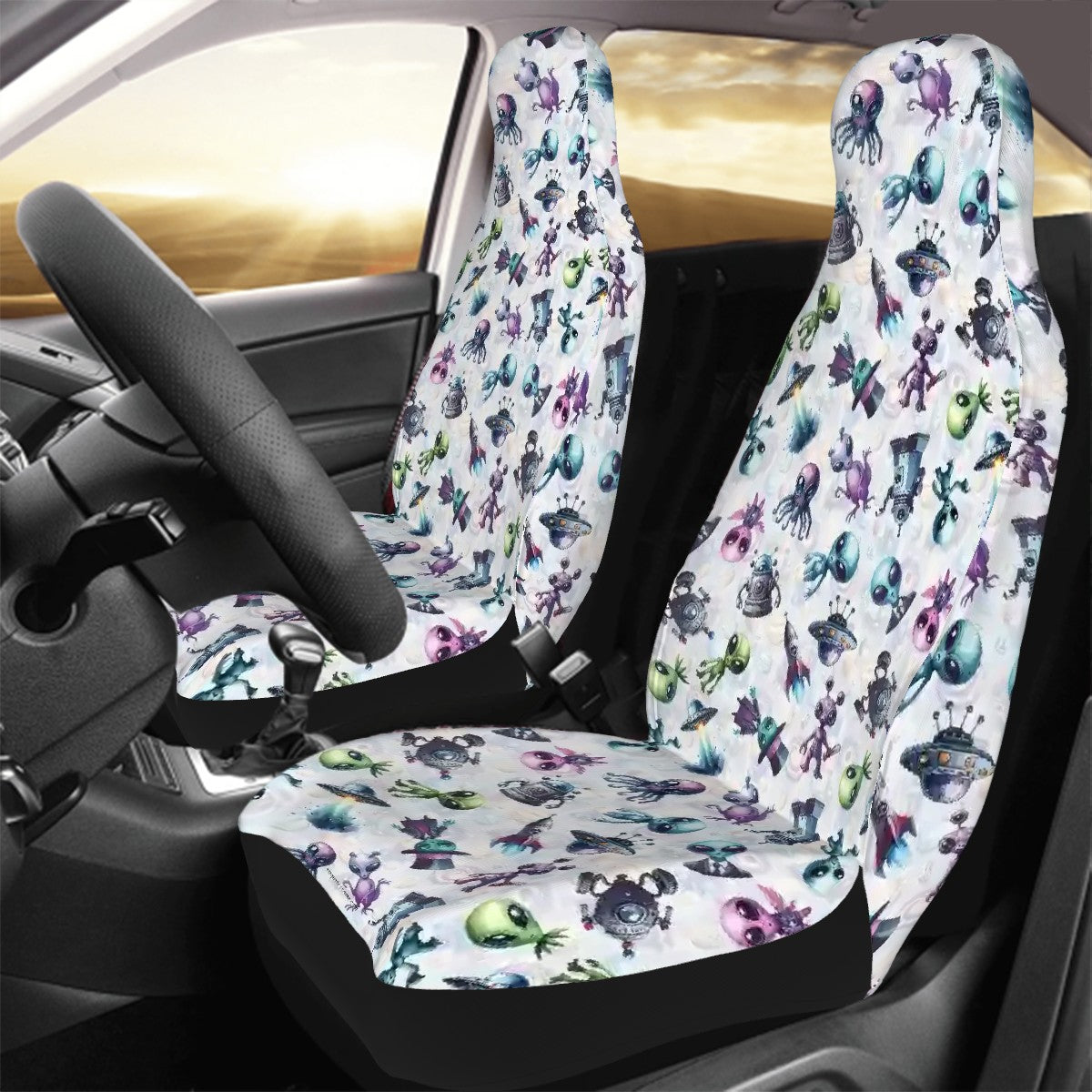 6 Alien Designs, Set of 2 Front Auto Seat Cover