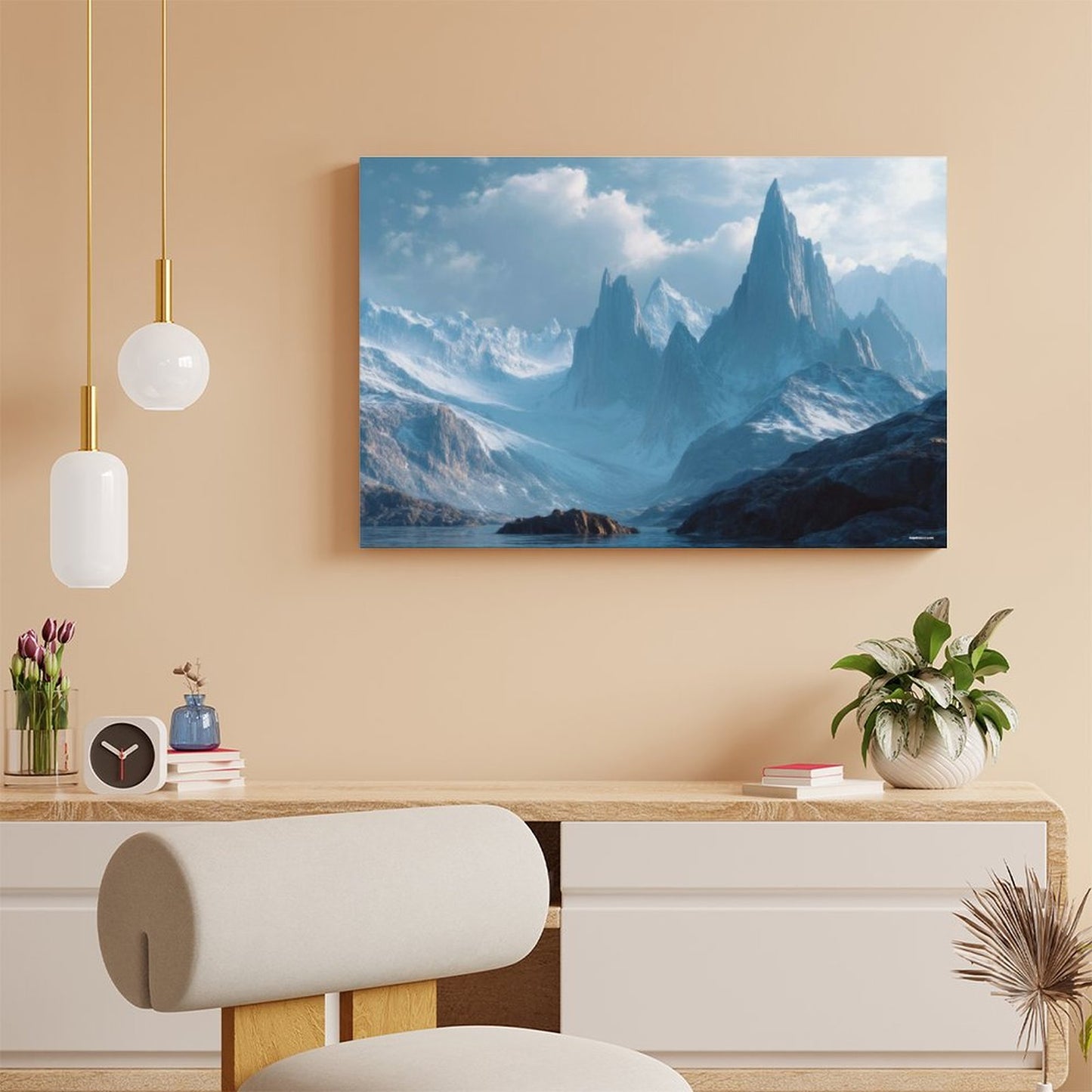 Grey Mountain View, Vintage Framed Canvas Art - 2 Sizes – Made in the USA