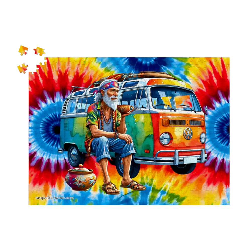 Hippie by Van, Cardboard Jigsaw Puzzle, 4 Sizes