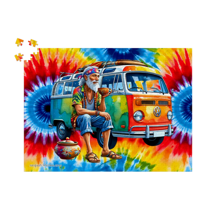Hippie by Van, Cardboard Jigsaw Puzzle, 4 Sizes