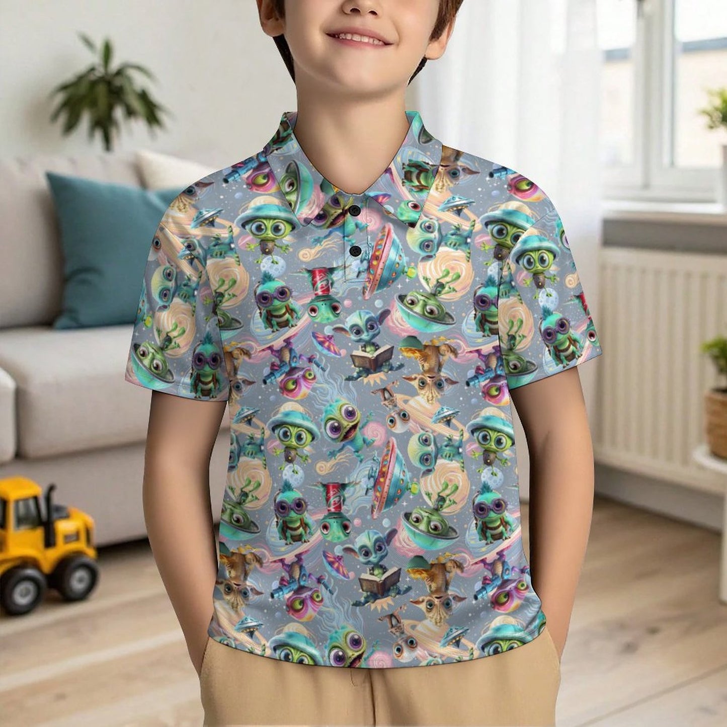 6 Aline Designs, Kids Button Down Polo Shirt