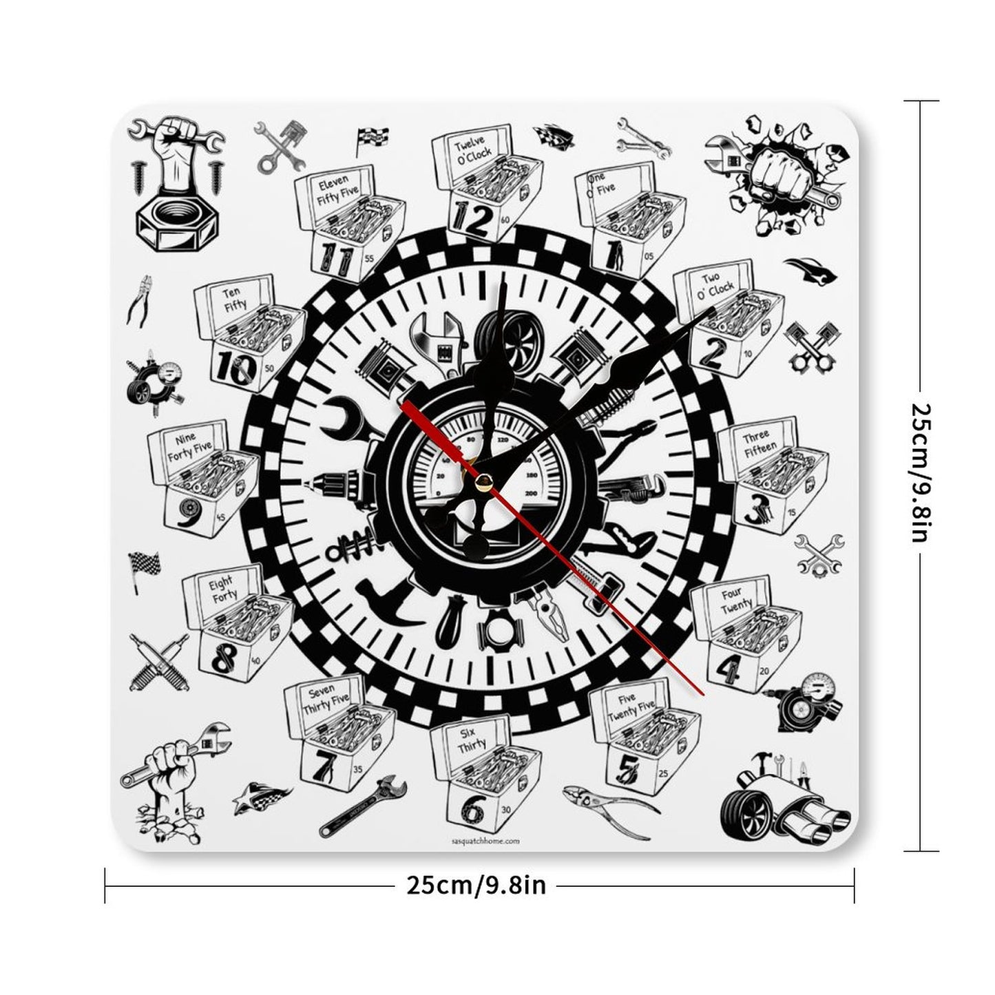 Auto Mechanic Square Wall Clock