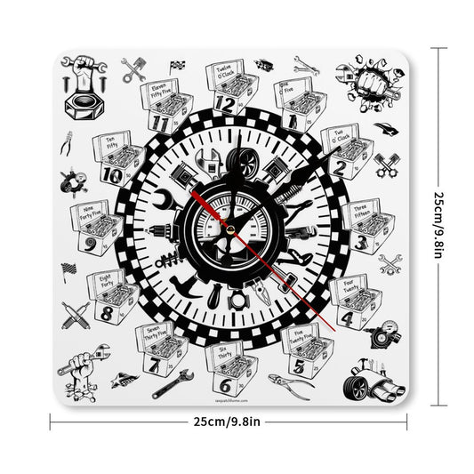Auto Mechanic Square Wall Clock