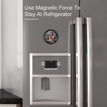 Bigfoot / Sasquatch with Alien, 3” Magnetic Can Opener / Coaster / Fridge Decor