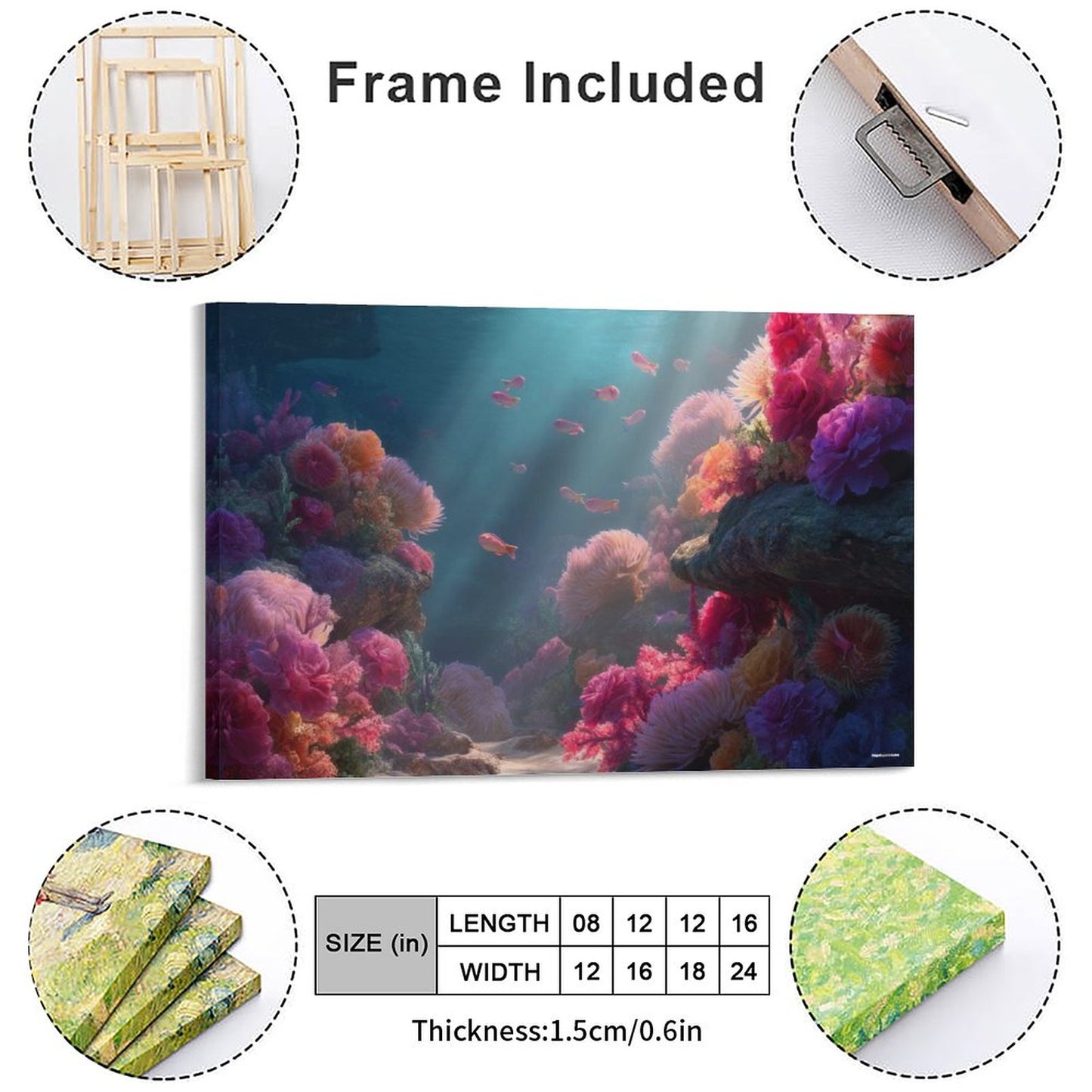 Ocean Beauty, Vintage Framed Canvas Art - 2 Sizes – Made in the USA
