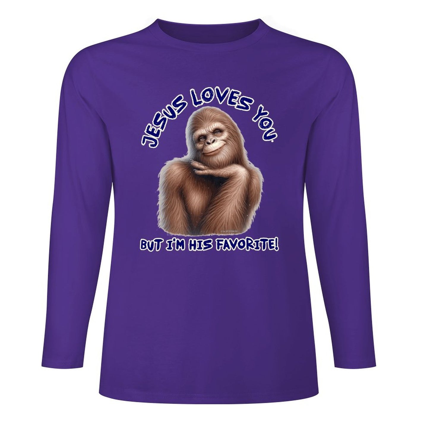 Bigfoot - Sasquatch "Jesus loves you..", Cotton Unisex Long Sleeve T-shirt