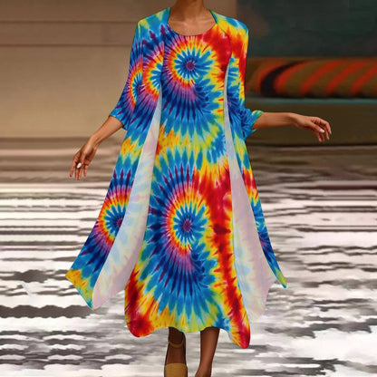 9 More Tie Dye Designs, Women’s Long Dress with Cardigan